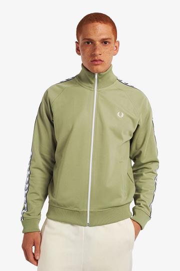 Pánské Bundy Fred Perry Taped Track Olivy Zelené Zelene | CZ 1787HAPK
